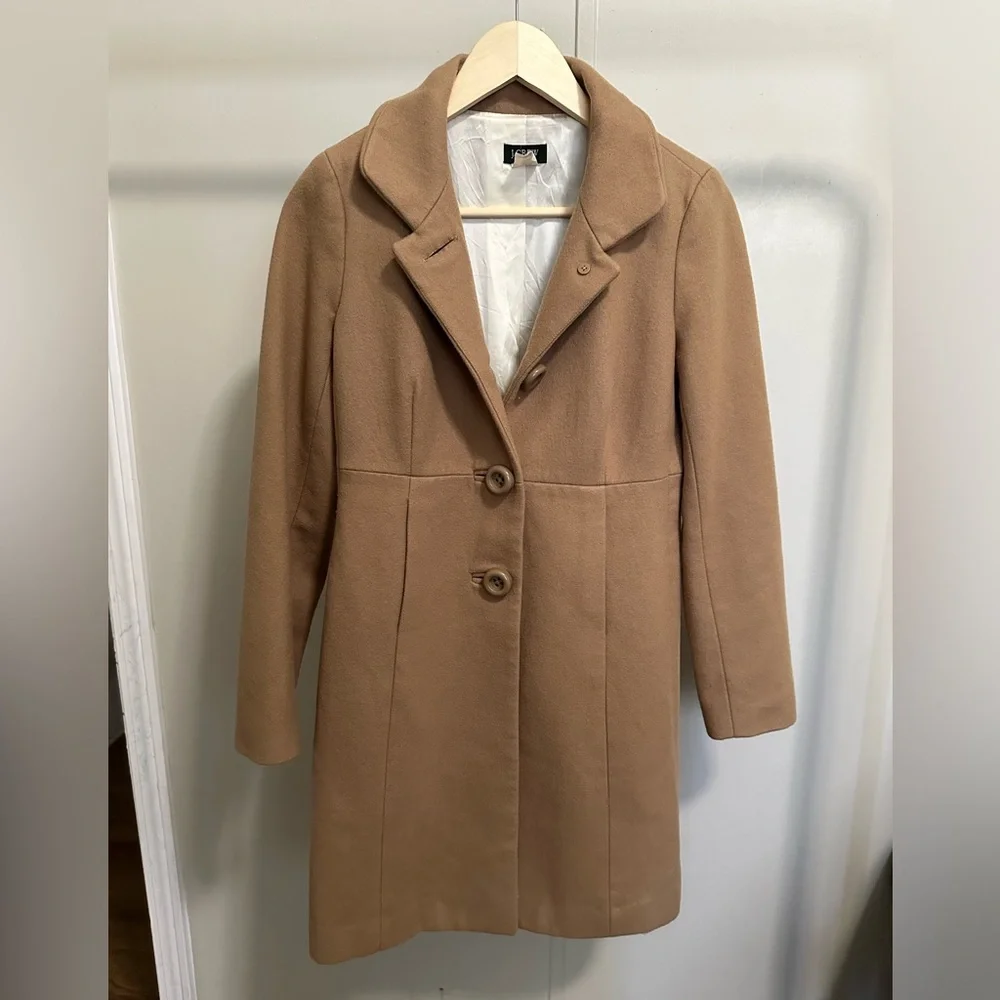 J. Crew Women’s Brown Wool Pea Coat size 0 - Picture 5 of 5